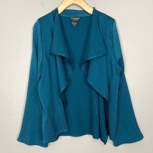Citron Silk Draping Cardigan Women’s Size S Open Front Long Sleeves Lightweight